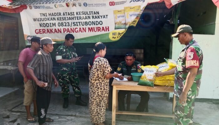 Babinsa Hadir Tebar Senyum Warga, Koramil 0823/05 Panarukan Gelar Gerakan Pangan Murah