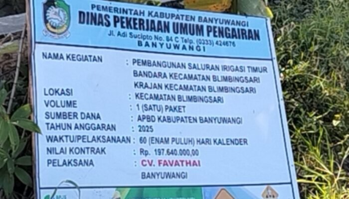 Proyek Pembangunan Saluran Irigasi Dusun Krajan Kecamatan Blimbingsari Banyuwangi di Duga Bobrok Dalam Pelaksanaannya,Ketua LSM Formasi Akan Kami Adukan ke Kejati Jatim