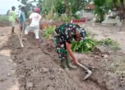 Babinsa Koramil 03/Kapongan Bersama Warga Laksanakan Karya Bakti Pembuatan Pagar Makam