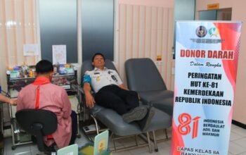 Peringati HUT ke-81 RI, Aksi Donor Darah Pegawai Lapas Banyuwangi Bantu Amankan Stok PMI