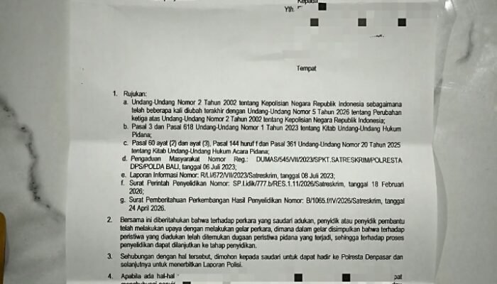 Tiga Tahun Menanti, Laporan Masyarakat di Polresta Denpasar Naik ke Penyidikan