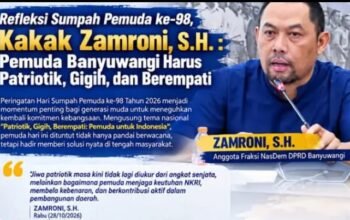 Memperingati Hari Sumpah Pemuda ke-98 tahun 2026, Zamroni, S.H., Ketua MPC Pemuda Pancasila Banyuwangi sekaligus Anggota Fraksi NasDem DPRD