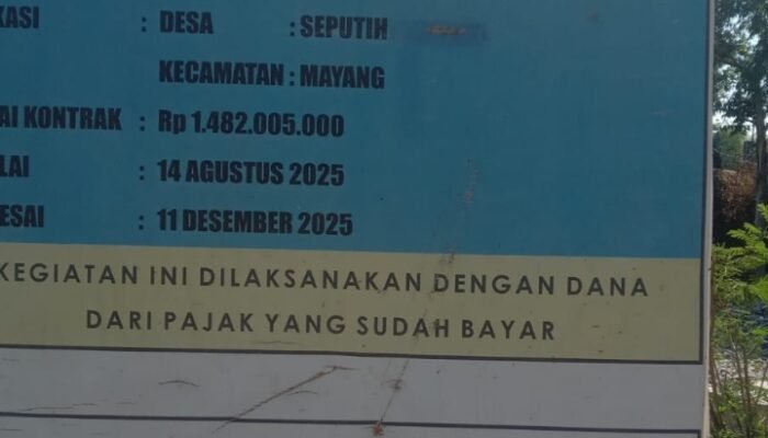 Nilai Kontrak Rp1,48 Miliar Belum Tuntas, LIRA Jember Desak Tindak Tegas Kontraktor